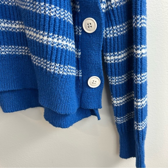 CAbi Blue/White Striped Knit Pullover Sweater w/ Buttons Size Medium #6165 - Picture 5 of 14